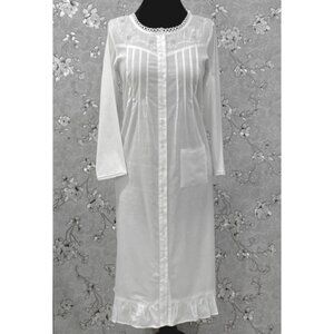 SoieRose SR-1216 Victorian Cotton Nightgown – Embroidered Front & Ruffle Hem